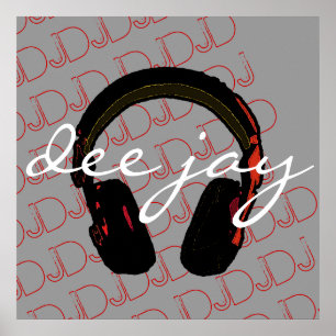 DJ-hoofdtelefoondecoratiewand Poster