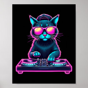 DJ House Cat Rainbow DJ Cat Kat Poster