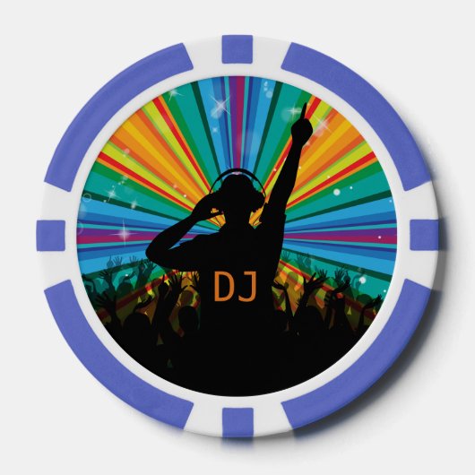 DJ illustratie aangepaste monogram poker chips (Voorkant)