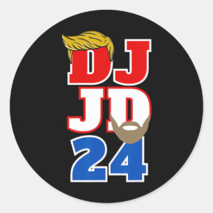DJ JD 24 Trump Hair Vance Beard 2024 Republikeinse Ronde Sticker
