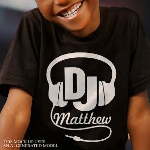 DJ jouw naam wit op zwarte kids t-shirt