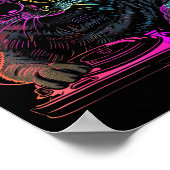 Dj Kat Edm Techno House Muziek Grappige Kattenlief Poster (Hoek)