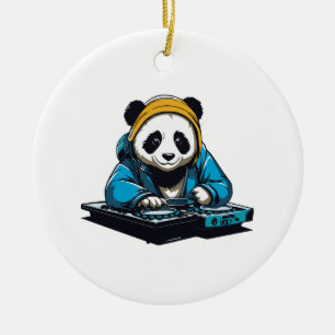DJ Kawaii Panda Keramisch Ornament