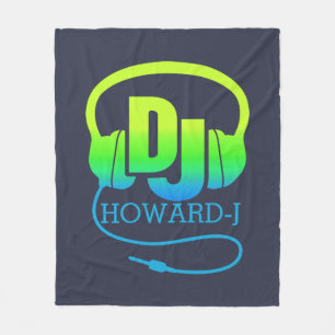 DJ-koptelefoon groen blauw met eigen naam Fleece Deken