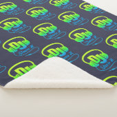 DJ-koptelefoons, aangepaste naam blauwe groene muz Sherpa Deken (3/4)