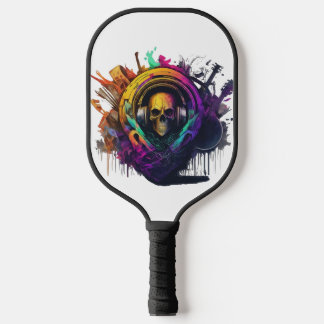 DJ logo met een mix van muziekgenres, die vertegen Pickleball Paddle