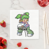 DJ Meisje met groen haar en hoofdtelefoon Servet (Insitu)