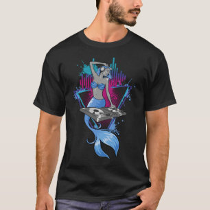 DJ-meisje met koptelefoon-mixer Schattige esthetis T-shirt