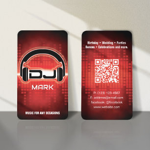 DJ Modern RED Carte de visite avec code QR