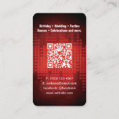 DJ Modern RED Carte de visite avec code QR (Dos)