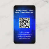 DJ Modern Royal Blue Carte de visite avec code QR (Dos)