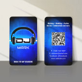 DJ Modern Royal Blue Carte de visite avec code QR