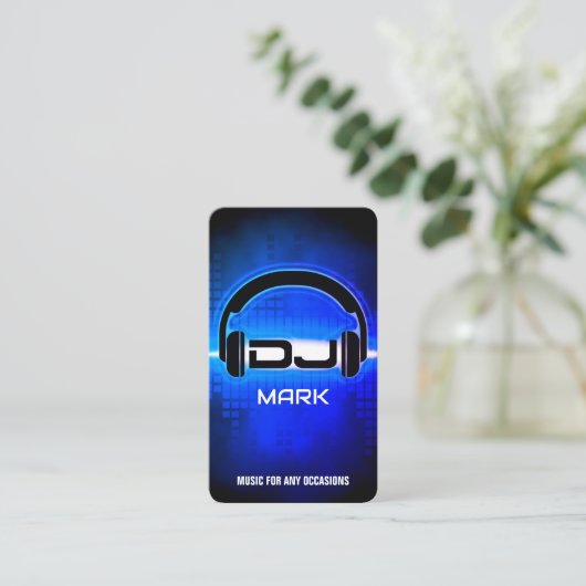 DJ Modern Royal Blue Carte de visite avec code QR (Debout devant)