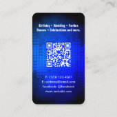 DJ Modern Royal Blue Carte de visite avec code QR (Dos)