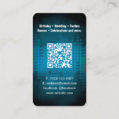 DJ Modern Sky Blue Carte de visite avec code QR (Dos)