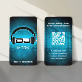 DJ Modern Sky Blue Carte de visite avec code QR