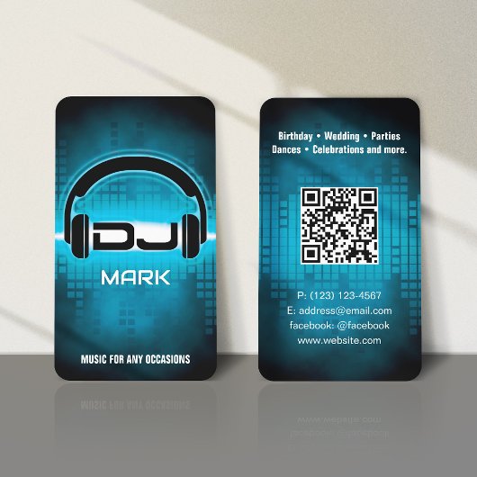 DJ Modern Sky Blue Visitekaartje met QR code
