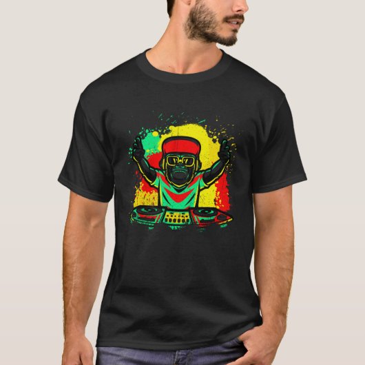 DJ Monkey Music Party Leuke Zonnebril Monkey Headp T-shirt (Voorkant)