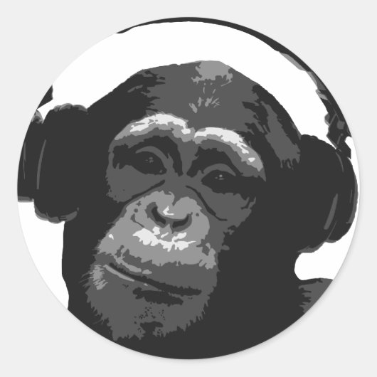 DJ MONKEY RONDE STICKER (Voorkant)