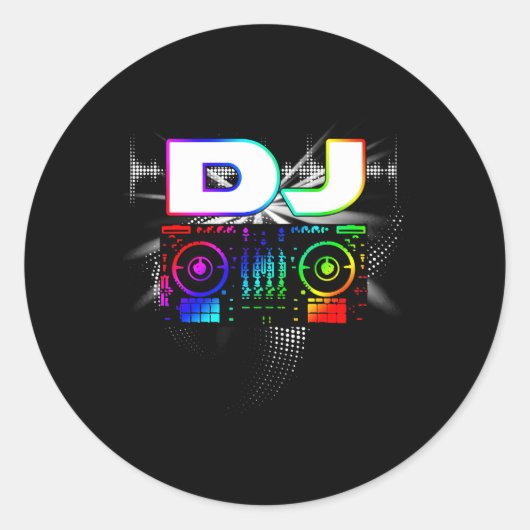 DJ Music Player Geluid Ronde Sticker (Voorkant)