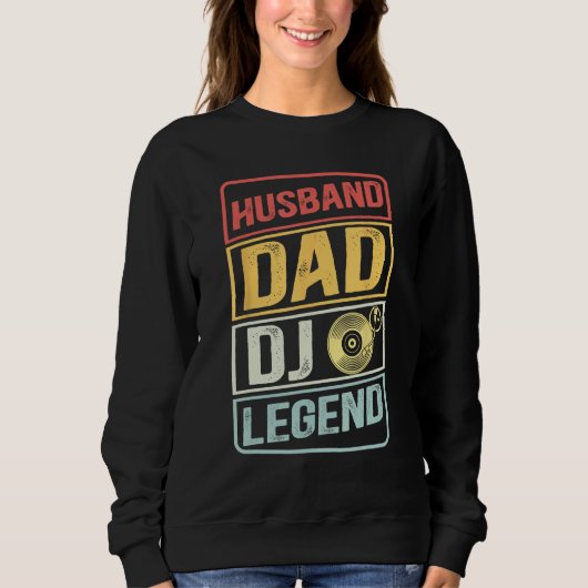 Dj Music player Husband Dad DJ Legend retro Father Trui (Voorkant)