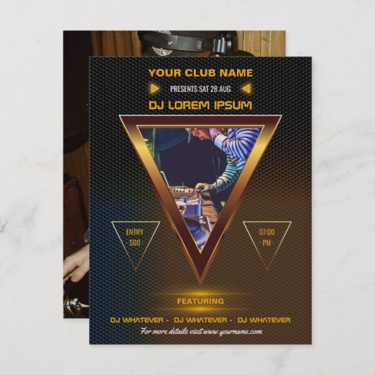 DJ Musique et Danse Invitation photo Gig (Devant / Derrière)