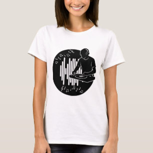DJ Muziek Silhouet Zwart en Wit Kunst T-shirt