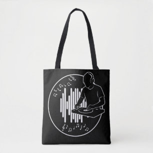 DJ Muziek Silhouet Zwart-Wit Kunst Draagtas