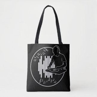 DJ Muziek Silhouet Zwart-Wit Kunst Draagtas