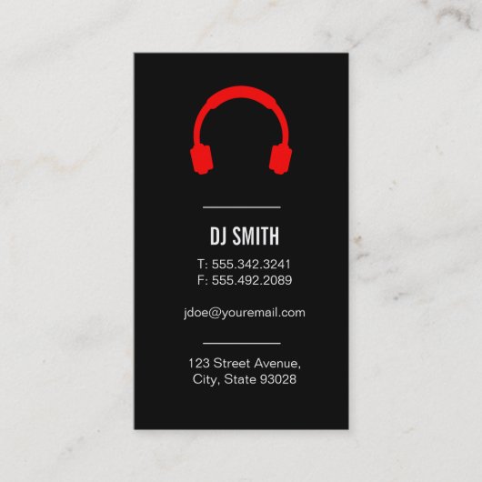 Dj-muzieksheadsets Zwart Wit Visitekaartje (Voorkant)
