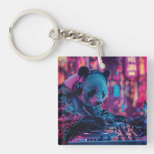 DJ Panda met hoofdtelefoon Sleutelhanger