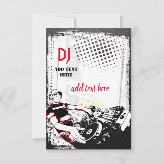 DJ Party Invitation Flat Card Bedankkaart (Voorkant)