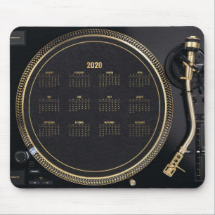 DJ-Platenspeler met kalender 2020 Mousepad Muismat