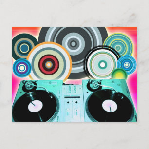 DJ-Platenspeler met vinyl - Pop kunst Briefkaart