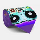 DJ-Platenspeler met vinyl - Pop kunst Stropdas (Opgerold)
