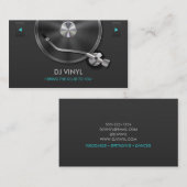 DJ Platenspeler Music Modern Clean Grey & Silver Visitekaartje (Voorkant / Achterkant)