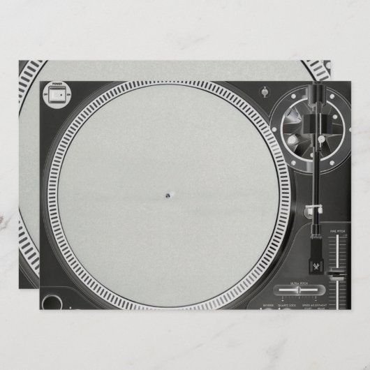 DJ Platenspeler Uitnodiging (Voorkant / Achterkant)