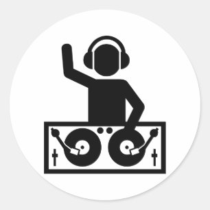 DJ Platenspelers Ronde Sticker