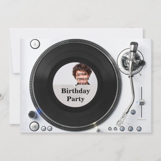 DJ platine photo anniversaire Invitation (Devant)