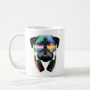 Dj Pug met hoofdtelefoon Funny Pug Music Koffiemok