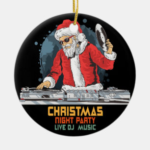 DJ Santa Party Club Keramisch Ornament