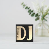Dj-script op faux gold-folie vierkante visitekaartje (Staand voorkant)