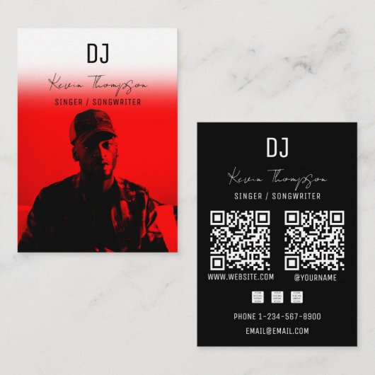DJ Singer Songwriter Music 2 QR Code Professional  Visitekaartje (Voorkant / Achterkant)