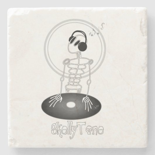 DJ Skeleton Stenen Onderzetter (Voorkant)