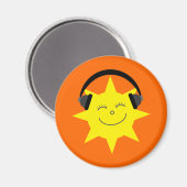 DJ souriant soleil orange aimant (Recto/Verso)