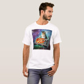 DJ Space Cat Spinning wat zoete Za T-shirt (Voorkant volledig)