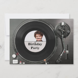 DJ uitzetbare fotoverjaardagsuitnodiging Kaart