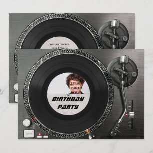 DJ uitzetbare fotoverjaardagsuitnodiging Kaart