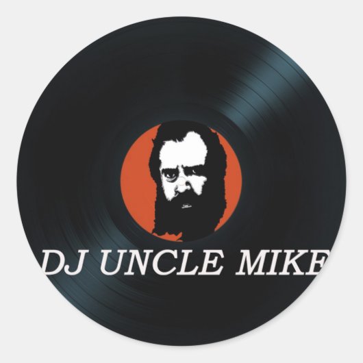 DJ UNCLE MIKE VINYL RECORDS autocollants ronds (Devant)