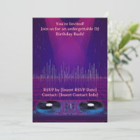 DJ Verjaardagsfeest Uitnodiging - Aanpasbaar